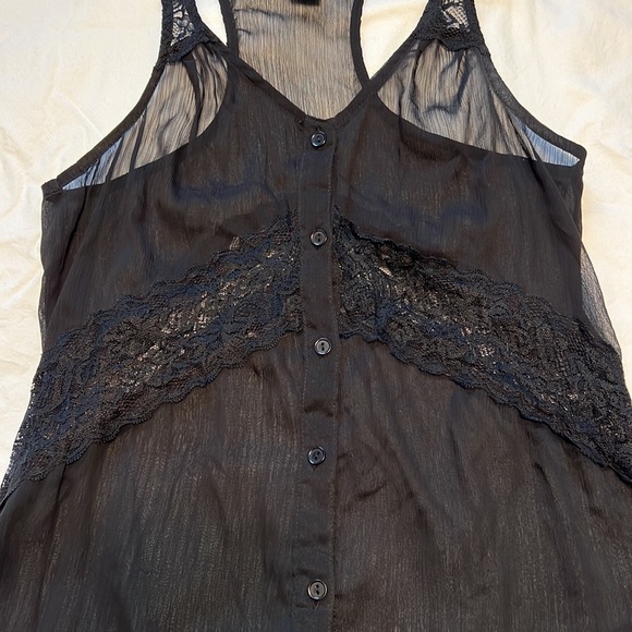 Myth NYC Sheer Lace Button Down Racer Back Tank - Picture 4 of 5